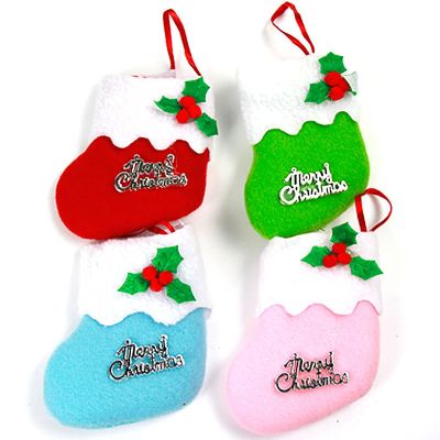 3PCS Mini Christmas Socks Christmas Tree Pendant Decorations For Home Navidad New Year Xmas Gift Candy Bag