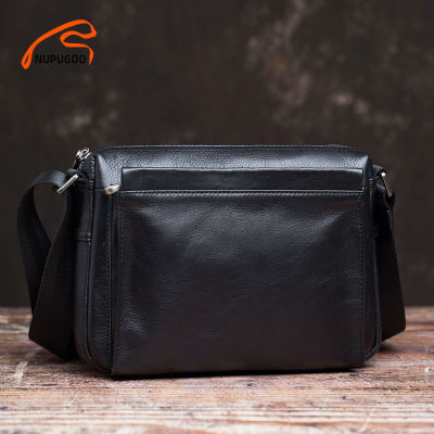 TOP☆NUPUGOO Casual Mens Shoulder Bag Genuine Leather Fashion Trend  Messenger Original Small Crossbody Zipper Bag For 9.7 Inch Ipad