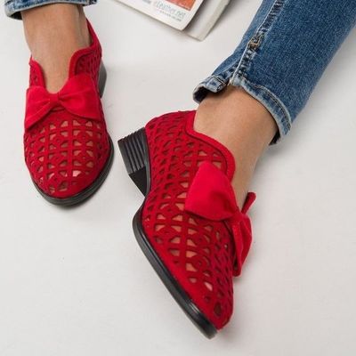 ขายดีที่สุด ioztt2023 - /﹍► 2022 Women 39;s Sandals Hot Sale Pointed Hole Shoes Low-heeled Bow Hollow