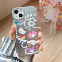 เคสโทรศัพท์ซิลิโคนนิ่มลายการ์ตูน Hello Kitty Melody เคสโทรศัพท์มือถือเคลือบผิวสำหรับ iPhone 14 Pro Max 13 Pro Max เคสด้านหลังสำหรับ iPhone 12 Pro Max 11