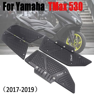 พรมเช็ดเท้ากันลื่นตกแต่งสำหรับรถจักรยานยนต์ยามาฮ่า Tmax 530 2017-2019แป้นเหยียบที่เหยียบที่ใช้เท้าเหยียบเท้าด้านหน้า
