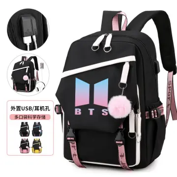 hiuake.my USB Charging BTS Backpack School Bags for Teenage Girls