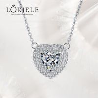 LORIELE 1CT 925 Silver Heart Pendant Necklace Moissanite Diamond Necklace For Woman Chains Party Bridal Fine Jewelry Fashion Chain Necklaces