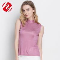 （HOT） and summer new silk half-high collar sleeveless vest womens T-shirt mulberry double-sided knitted slim fit bottoming