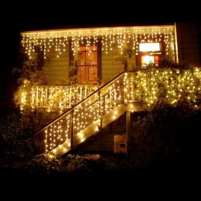 20218m-48m Waterproof Outdoor LED Icicle Lights Droop 0.4-0.6m 220V String Fairy Light for Holiday Backdrops Mall Eave Decoration