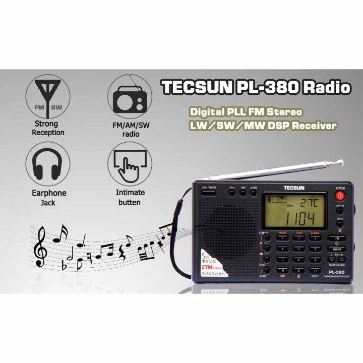 Tecsun PL-380วงดนตรีเต็มวิทยุถอดสัญญาณดิจิตอลPLLสเตอริโอวิทยุพกพาFM /LW ...