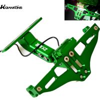 ☾☍ที่ยึดป้ายทะเบียนขายึดปรับได้รถจักรยานยนต์สำหรับ Kawasaki ZX10R ZX-10R 2006-2015 2014 2013 2012 2011