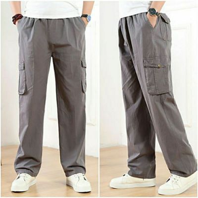 Tamias L-3XL~กางเกงทำงานชาย ใหม่กางเกงผู้ชายหลายกระเป๋ากางเกงหลวมกางเกงขาตรง กางเกงสแล็คชาย กางเกงผู้ชายพลัสไซส์ กางเกงขาตรง
