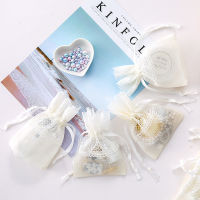 5pcs Lace Jewelry Drawstring Organza Bags White&amp;beige Candy Packaging Bags Wedding Gift Bags Dragee Pouches Craft Packages