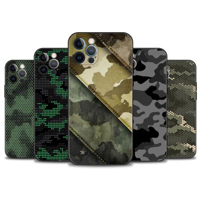 [สินค้าใหม่มีในสต็อก] เคสโทรศัพท์มือถือสำหรับ iPhone 14 14 11 12 Pro XS XR Max 8 7 6 Plus 6S 12Mini ลายพรางลายทหารลายพรางทหาร