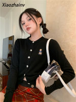 เสื้อคาร์ดิแกนขนสัตว์ใส่สบายสำหรับผู้หญิง Xiaozhainv แขนยาวฤดูหนาว