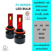 F3 Series LED Blub หลอดไฟหน้ารถยนต์ LED 45W 6500K แสงขาวนวล สว่างขึ้น +300% ติดตั้งง่าย ขั้วหลอดไฟมากมายหลากหลายรุ่น H1 H3 H4 H7 H11 9005 9006