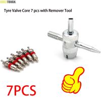 6pcs Silver Car Tire Valve Cores &amp; 1pc Removal Tool Tyre Valve Stem For Common Car or Bike Repair Set Car Wheel Tyre Accessories Valve Stems  Caps  Ad