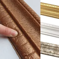 3D Embossed Self-adhesive Foam Baseboard Wall Edge Strip Sticker Waistline Floor Corner Line Skirting Sticker Waterproof Sticker