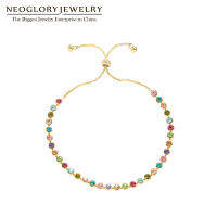 Neoglory Multi Colorful Beads Bangles &amp; celets Gold Plated Adjustable Hand Accessories teenagers Girl Mother‘s Day Gift New