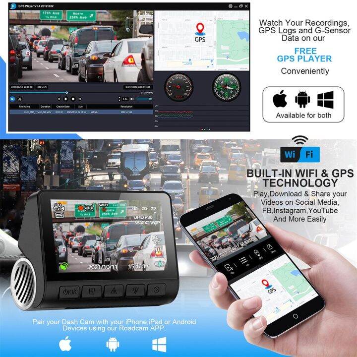 noyafa-nf-v55กล้องแดชแคมวิดีโอรถยนต์3840-2160p-gps-ติดตามการขับขี่-wifi-mp4-ips-กล้องหน้าจออุปกรณ์เสริมรถยนต์สำหรับยานพาหนะ