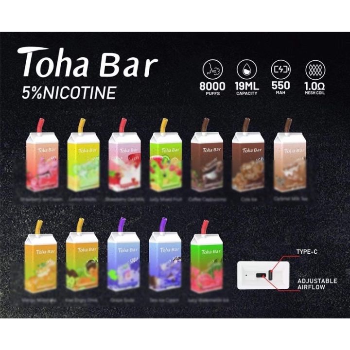 Toha Bar 8000 Puffs Rechargable Disposable Pod Vape (LEGIT) | Lazada PH