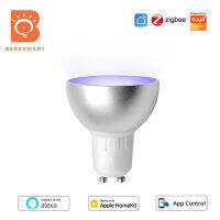 2021Benexamrt Tuya Zigbee GU10 LED Light Bulb RGBCW Dimmable Spotlighting Alexa Siri Voice Control Work with Homekit via ZMHK-01 Hub