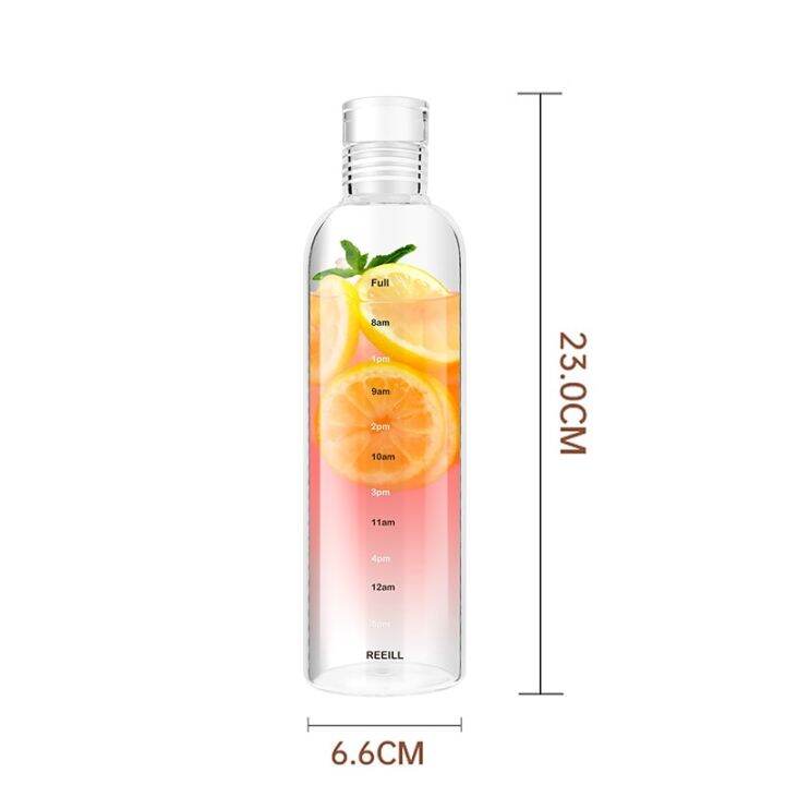 750ml-large-capacity-glass-water-bottle-with-time-marker-cover-for-water-drink-transparent-milk-juice-simple-cup-birthday-gift