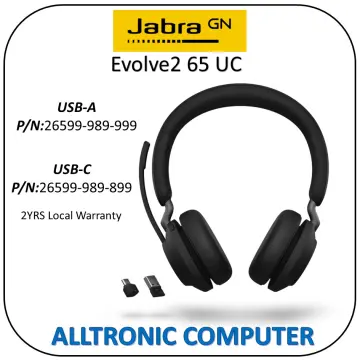 Jabra Evolve2 65 MS Mono Bluetooth Headset, USB-A - 26599-899-999