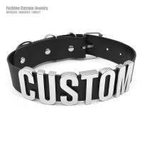 【CW】┋❆✆  Goth Letters Choker Necklace Punk Men Personalized Collars Buckle Chocker Jewelry