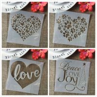 4Pcs/Set 5 quot; Joy Heart Paw Words Love DIY Layering Stencils Painting Scrapbook Coloring Embossing Album Decorative Template