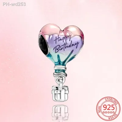 ✴♚♨ 2022 NEW 925 Sterling Silver happy birthday hot air balloon Charm Women Festival Jewelry Gift Fit DIY Bracelet Pendant