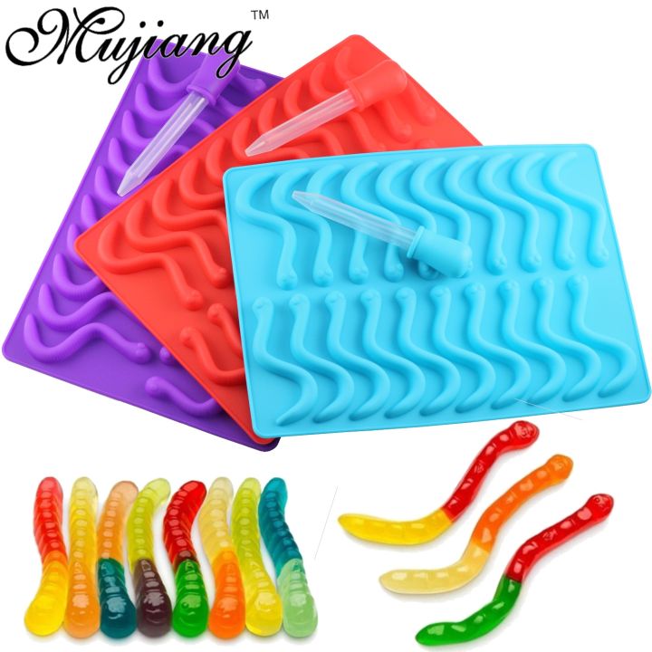 mujiang-50-cavity-bear-silicone-gummy-chocolate-sugar-candy-jelly-molds-snake-worms-ice-tube-tray-mold-cake-decorating-tools
