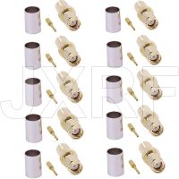 JX 10pcs RP-SMA crimp male Jack staight connector for RG5 RG6 5D-FB 50-5 LMR300/KSR300 Coaxial RF cable fast ship