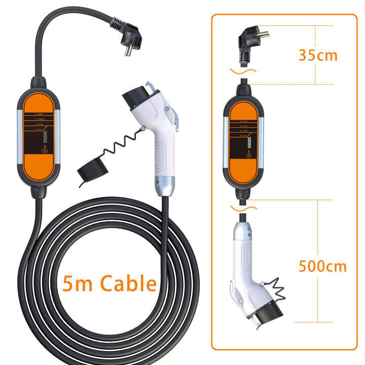 Portable EV Charger Type2 IEC621962 8A16A 5M Cable,Electric Vehicle