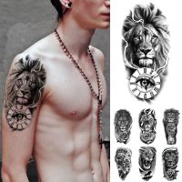 【YF】 Waterproof Temporary Tattoo Sticker Clock Lion Wolf Tiger Eyes Rose Snake Flash Tatto Women Men Arm Body Art Fake Sleeve Tattoos