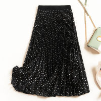 Pleated Skirts Women Spring Autumn Skirt High Waist Print Midi Skirts Womens Velvet Skirt Maxi Long Skirts Femme Faldas Mujer