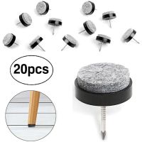 20Pcs Nail-on Furniture Felt Pad Slider Glide Pad Round Reduce Noise Floor Protector for Cabinet Sofa Couch Chair Table Leg Feet  Replacement Parts