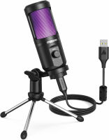 MAONO USB Gaming Microphone for PC, Computer Condenser Mic with Gain Knob, RGB Light, Tripod Stand for Recording, Podcasting, Streaming, Compatible with PS5 PS4 Mac Laptop Desktop (PM461TR RGB) BLACK