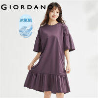 GIORDANO ผู้หญิง เทคโนโลยีขั้นสูง ความรู้สึกเย็นน้ำแข็งออกซิเจนเย็นชุดเดรสคอกลมถักนิตติ้งน่าระทึกใจ Free Shipping 05463463 105