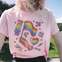 LGBT ความงามผู้หญิงเสื้อยืด2021แฟชั่น Harajuku สีชมพูขนาดใหญ่ T เสื้อ LOVE PRIDE ฤดูร้อน Vintage Rainbow Femme Tshirt