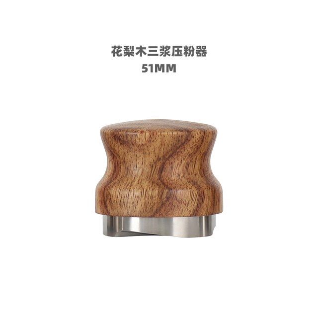 coffee-distributor-stainless-steel-rosewood-triple-pulp-press-adjustable-hammer-press-51-53-58mm