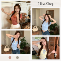 Mira_shop เสื้อครอป โบว์ตรงกลาง วาทูเค 8k97#