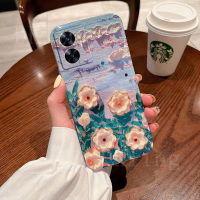 ปลอกโทรศัพท์มือถือหรูสำหรับ Realme C55 C55NFC ภาพวาดเคสนิ่มลายดอกไม้ Realme 10T 5G เคสป้องกันพลอยเทียมเลนส์ซิลิโคน REALMEC55 NFC