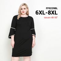 ชุดเดรสไซส์ใหญ่ 6XL-8XL เดรสสไตล์ยุโรป เดรสคนอ้วน สาวอวบ เดรสสีดำ FF0239BL