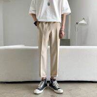 COD SDFGERTERT 【COD】27-38 Suit Seluar Lelaki Plus Size Plain Straight Slim Fit Suit Pants Men Trendy fashionable Korean Style casual loose no wrinkle no ironing teens wide leg casual Ankle Pants For Men