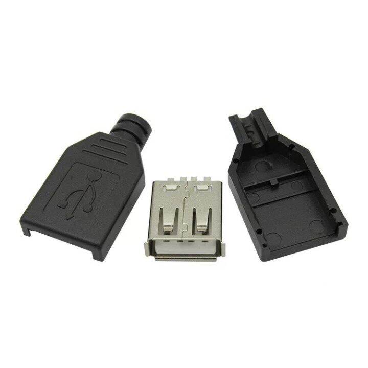 10set Type A Male Usb 4 Pin Plug Socket Connector With Black Plastic Cover Mini Usb Diy Kit 7462