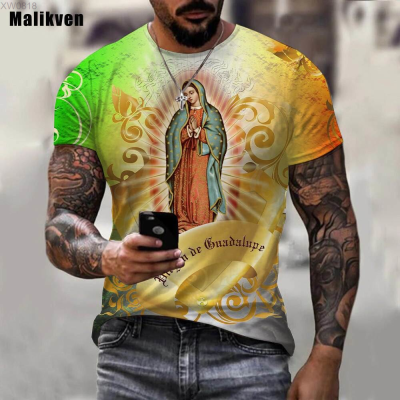 2022 New Guadalupe (สต็อกเพียงพอ) Virgin Mary Catholic Printed 3D T-shirt Men Women Summer Fashion Casual Clothes Harajuku Streetwear Topsคุณภาพสูง size:S-5XL