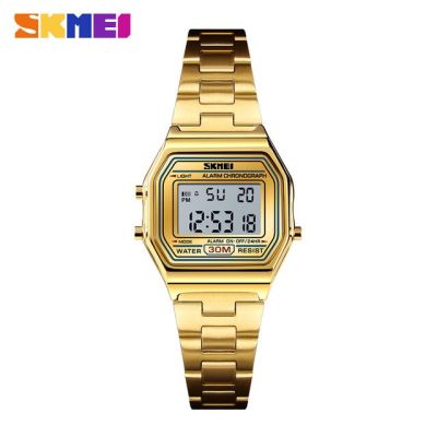 SKMEI นาฬิกาผู้หญิงหรูหรา,นาฬิกาสายบางสบายๆสีทองนาฬิกาข้อมือ30เมตรนาฬิกาสุภาพสตรีกันน้ำได้ Relogio Feminino 1415