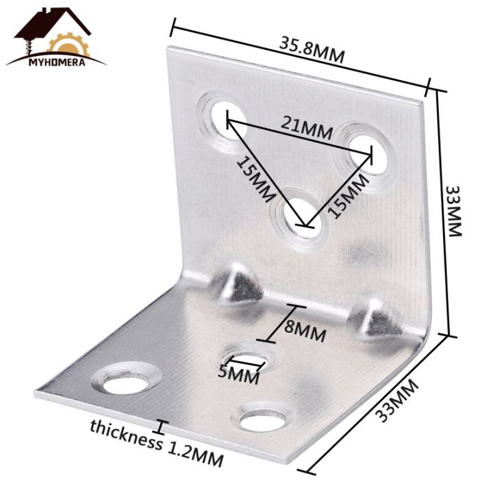 myhomera-ตัวเชื่อมต่ออุปกรณ์เข้ามุมเหล็กสแตนเลส10ชิ้น-รหัสข้อต่อมุมขวารองรับเฟอร์นิเจอร์เสริมเหล็กรูปตัว-l