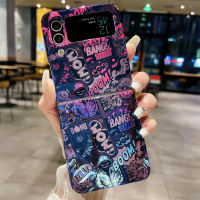 สำหรับ Samsung Galaxy Z Flip 3 Z Flip3 Z Flip 4 Z Flip4 Z Flip 3 Z 4 Z เคสฝาพับสีน้ำเงินเรย์สไตล์ใหม่เคสป้องกันทำจากซิลิโคนภาษาอังกฤษเคสแฟชั่นกันกระแทก