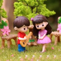 GONGGAO Valentines Day Bonsai Cake Decoration Craft Sweet Lovers With Guitar Mini Miniature Boy Girl Ornaments Couple Figurines Resin Dolls