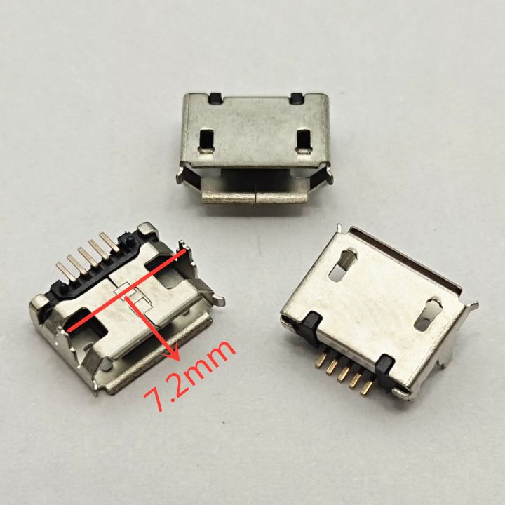 New Product 10Pcs 7.2Mm Micro USB Mini Connector 5Pin Curl Edge Short Needle 5P DIP2 Data Port Charging Port Connector For Mobile End Plug