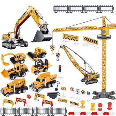 Alloy Construction Site Vehicles Toy Playsets Kids Engineering Kit Tractor Digger Crane Trucks Excavator Birthday Gift for Boys