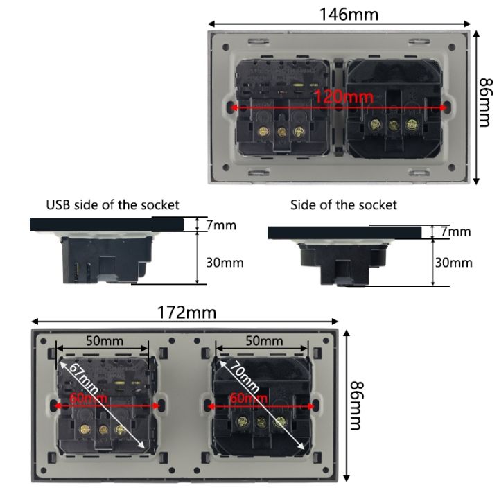 new-popular89-ผนัง16aeu-พร้อมปลั๊ก-usb-เต้าเสียบไฟฟ้าภายในบ้านพลาสติกสีดำรัสเซีย-singletriple-triple-quadruple-146